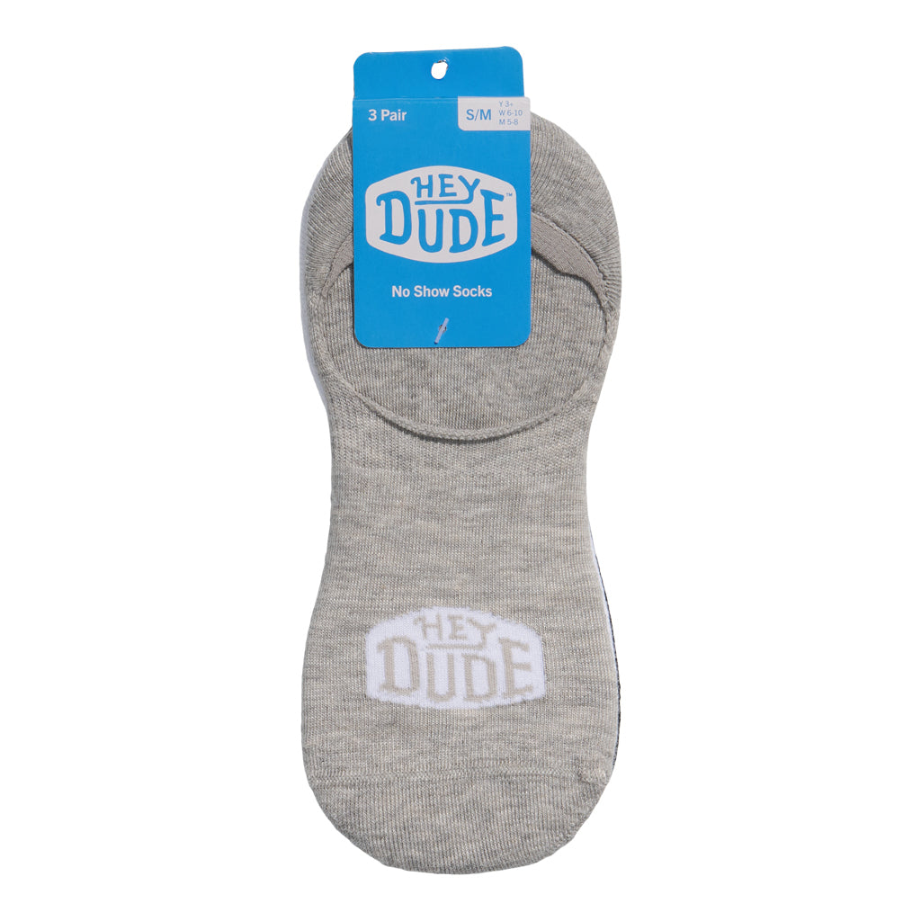 HEYDUDE No Show Sock 3 Pack – Multi Grey/White/Black - Image 3
