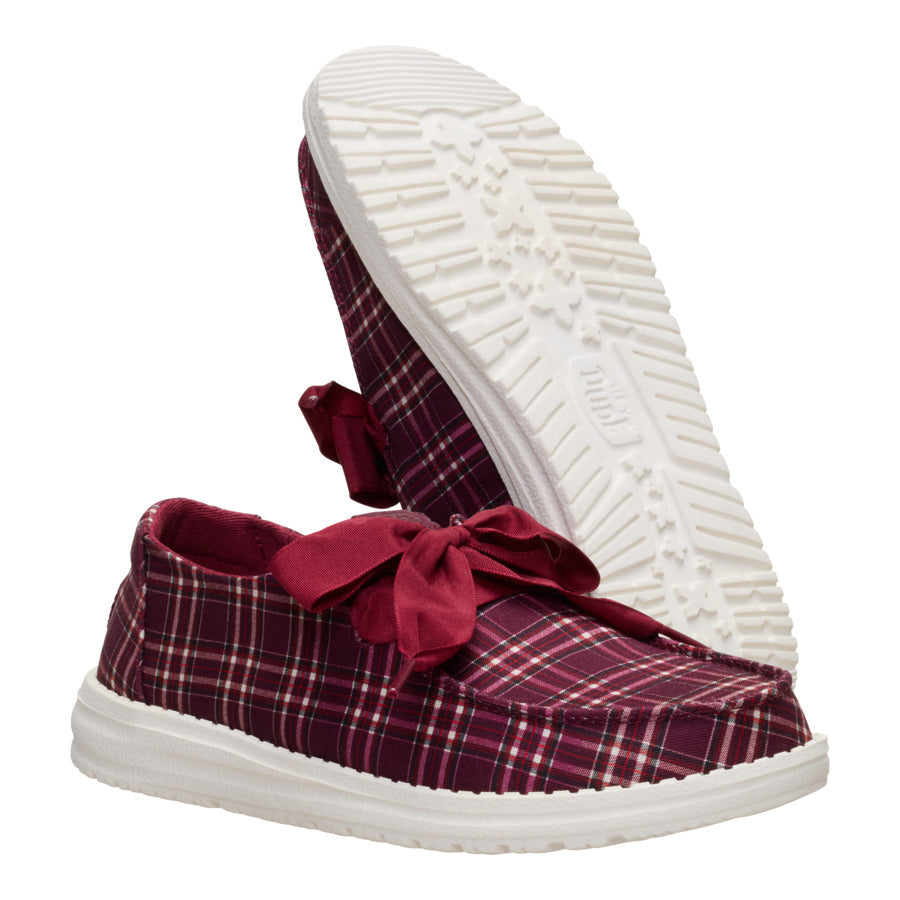 Wendy Holiday Bow – Red Plaid/Burgundy - Image 3