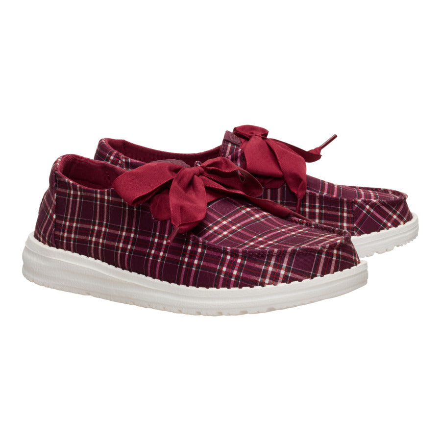 Wendy Holiday Bow – Red Plaid/Burgundy - Image 2